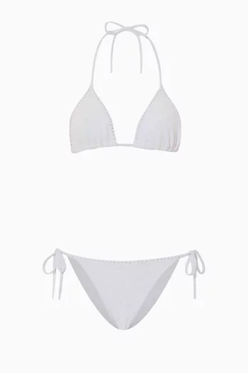 طقم بيكيني جينا مطرز بكريستال سواروفسكي قماش أوريجينال كرينكل