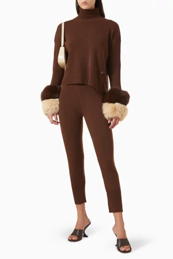 Fox Fur Cropped Sweater in Wool-blend