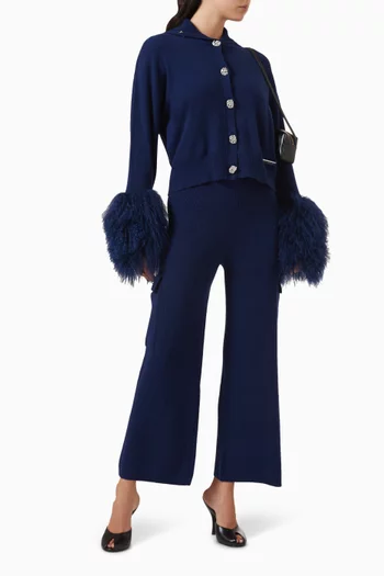 بنطال كارغو بأزرار صوف مارينو وكشمير