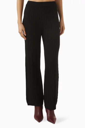 بنطال بقصة ساق مستقيمة منسوج بغرزة الضفيرة