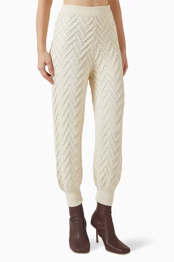 بنطال بحواف من نسيج مضلع بارز الملمس