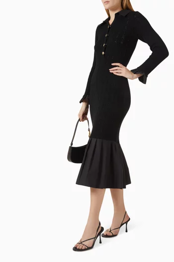 فستان متوسط الطول نسيج كروشيه