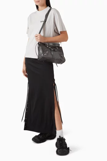 Small Le City Bag in Croc-embossed Leather