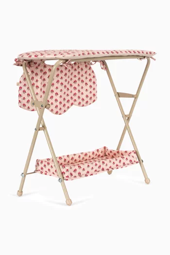 طاولة تغيير حفاظات للدمى بتصميم ورود 