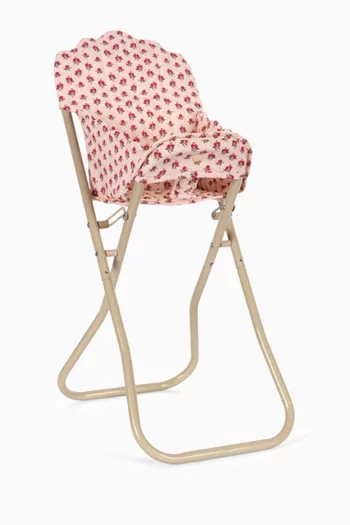 كرسي مرتفع للدمى بتصميم ورود