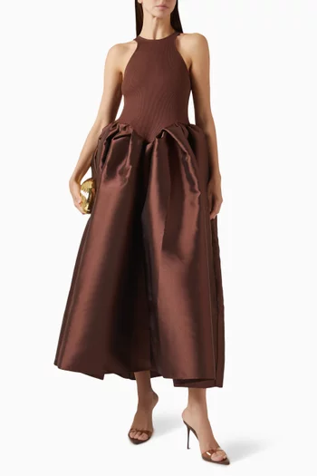 فستان برنسيس بلا أكمام ستان