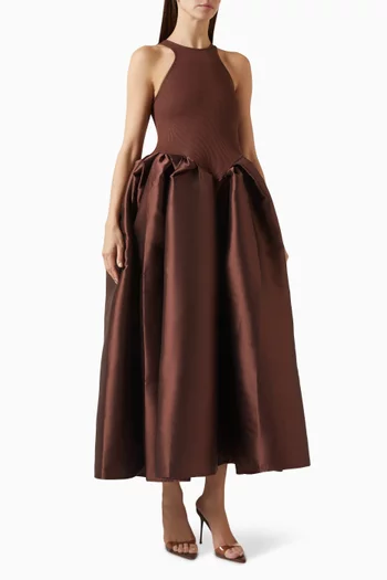 فستان برنسيس بلا أكمام ستان