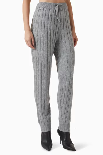Drawstring Tapered Pants in Cable-knit
