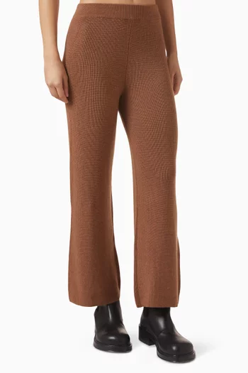 Straight-leg Pants in Plain-knit
