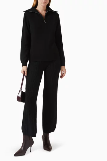 Half-zip Collared Sweater in Rib-knit