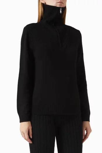 Half-zip Collared Sweater in Rib-knit