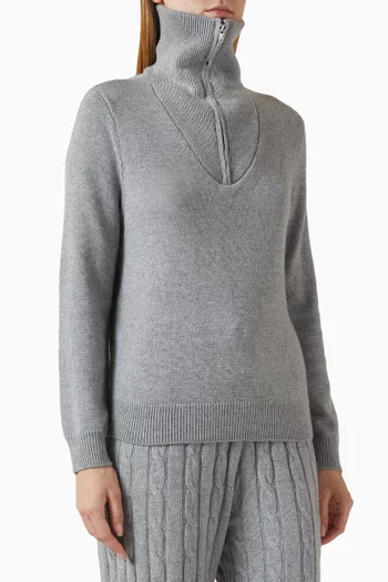 Half-zip Collared Sweater in Rib-knit