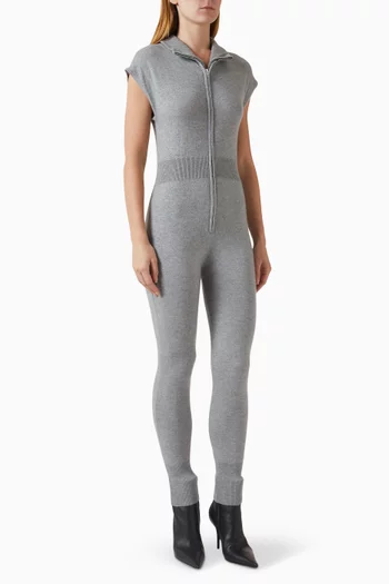 Zip Jumpsuit in Ribbed-knit