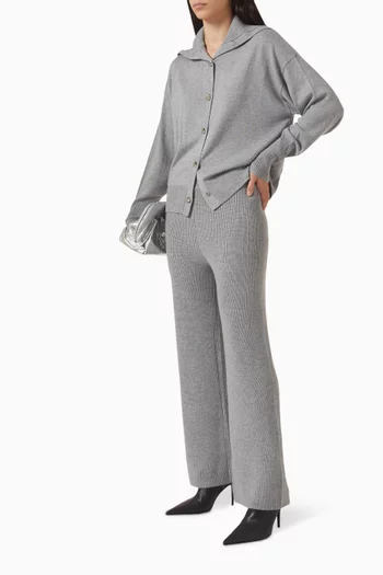 Straight-leg Pants in Plain-knit