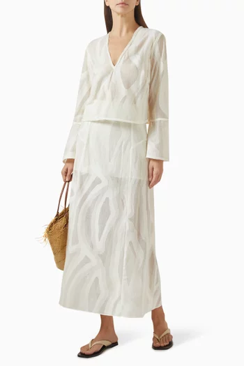 تنورة أفيلا متوسطة الطول قطن