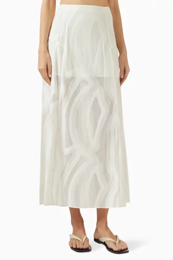 تنورة أفيلا متوسطة الطول قطن