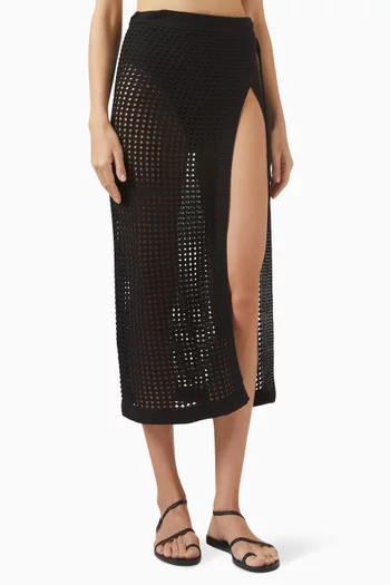 تنورة رينا بنمط باريو متوسطة الطول نسيج