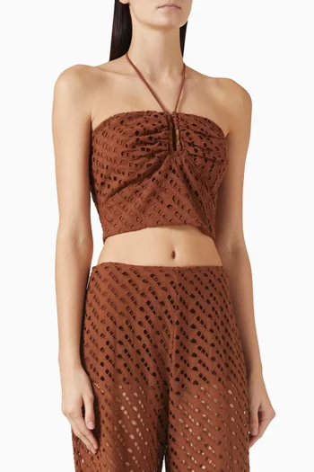 بلوزة ميليندا قصيرة بتطريزات مفرغة