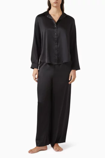 Logo Pyjama Shirt in Satin