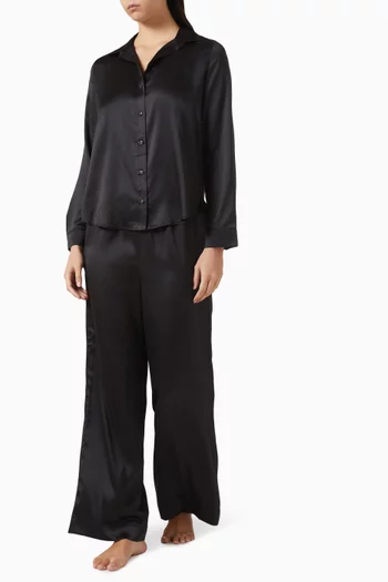 Logo Wide-leg Pants in Satin