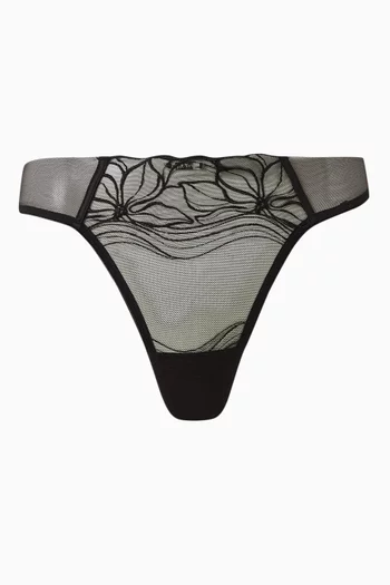 ثونغ دانتيل مطرز بنقشة زهور