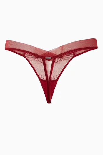 ثونغ دانتيل مطرز بنقشة زهور