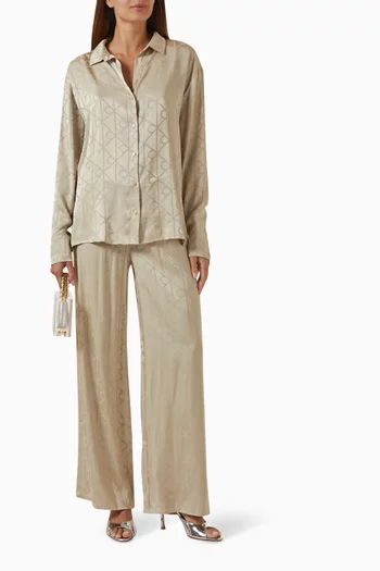 طقم بيجاما قميص وبنطال ستان