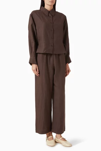 طقم متناسق 4‏ بأربطة كتان