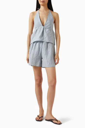 شورت بأزرار كبس كتان