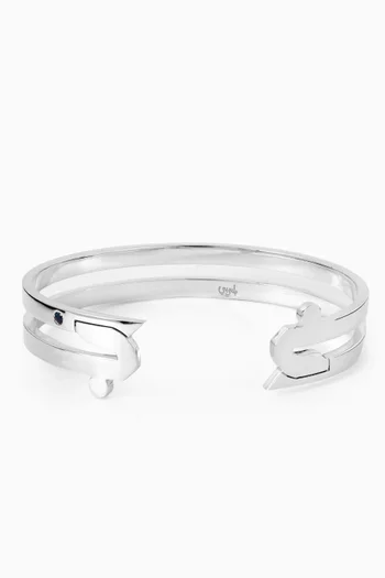 سوار مفتوح بتصميم حرف "ج" فضة إسترلينية