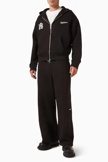 Dual Logo Zip Hoodie in Loopback Cotton