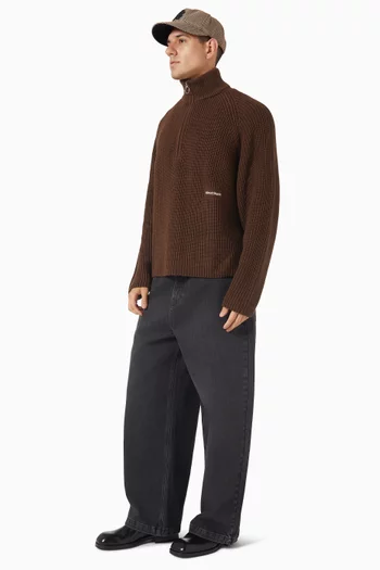 Funnel Knit Sweater in Cotton