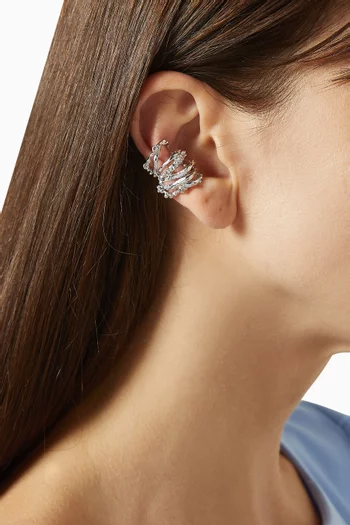 Vault Single Ear Cuff in Rhodium-plated Brass