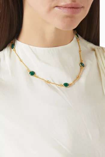 Gemstone Link Necklace in  18kt Gold-plated Metal