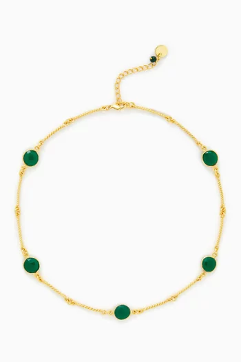 Gemstone Link Necklace in  18kt Gold-plated Metal