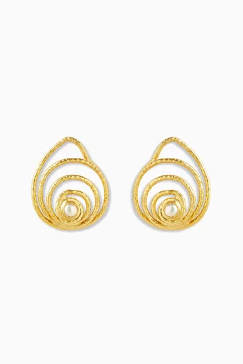 Swirl Pearl Earrings in Plated Metal