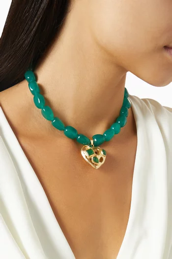 Gemstone Heart Necklace in Plated Metal