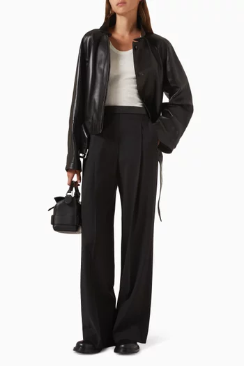Leather Wide-leg Pants