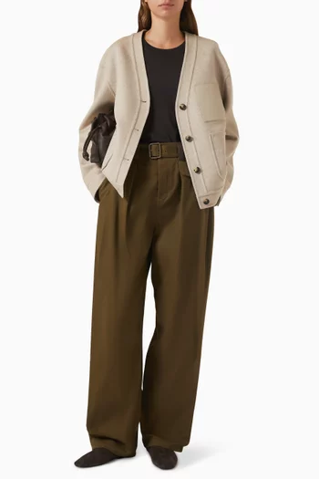 Buttoned Patch Cardigan in Knit