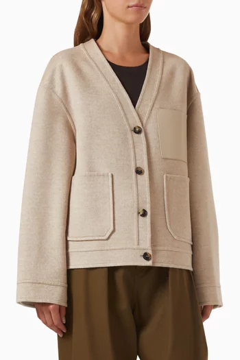 Buttoned Patch Cardigan in Knit