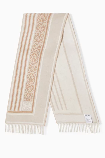 Fringed Logo Scarf in Wool & Cashmere