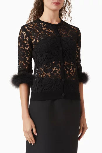 كارديغان بأشرطة دانتيل نسيج فيسكوز