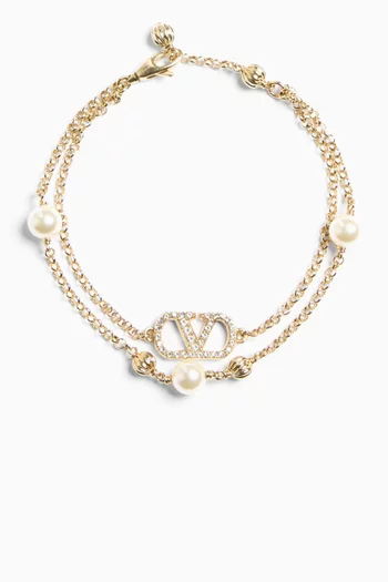 سوار بشعار حرف V مرصع بكريستال سواروفسكي معدن