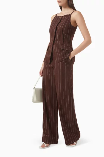 Tavar Pinstripe Wide-leg Pants in Viscose Blend