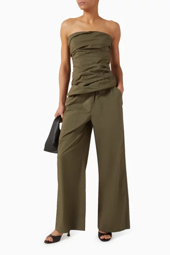 بلوزة بكشكش مزيج قطن