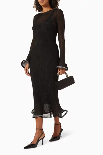 Brighton Midi Skirt in Metallic Plisse