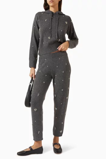 Kandace Embellished Sweatpants in Wool Blend