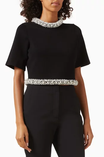 بلوزة أوزيل مطرزة ومنسوجة من مزيج فيسكوز