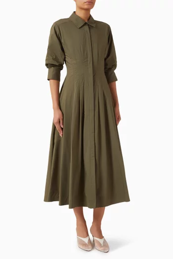 فستان جاز بطيّات قطن بوبلين