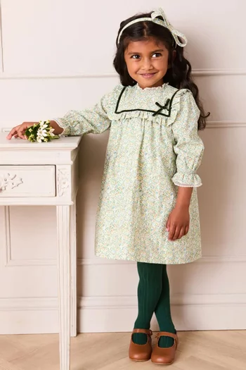 فستان أديلايد بتصميم ترابيز ونقشة زهور